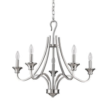 Load image into Gallery viewer, Silver Candle Style Five Light Metal Dimmable Chandelier