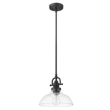 Load image into Gallery viewer, Matte Black Hanging Light with Glass Dome Shade