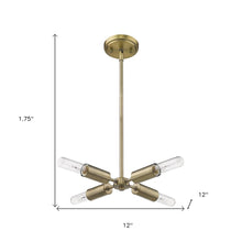 Load image into Gallery viewer, Gold Four Light Metal Dimmable Chandelier