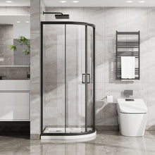 Load image into Gallery viewer, Corner Shower Door With Double Sliding - Matte Black