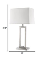 Load image into Gallery viewer, 30" Silver Metal Table Lamp With White Rectangular Shade