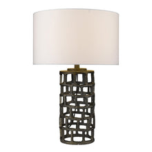 Load image into Gallery viewer, 26" Black Metal Column Table Lamp With White Drum Shade