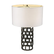 Load image into Gallery viewer, 26" Black Metal Column Table Lamp With White Drum Shade