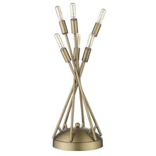 Load image into Gallery viewer, 19" Brass Metal Six Light Novelty Table Lamp