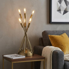 Load image into Gallery viewer, 19" Brass Metal Six Light Novelty Table Lamp