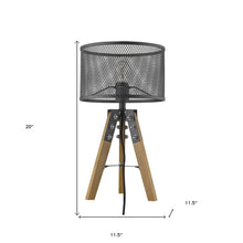 Load image into Gallery viewer, 20" Brown Solid Wood Tripod Table Lamp With Black Drum Shade