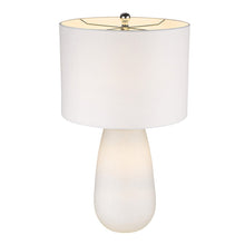 Load image into Gallery viewer, 28" White Glass Table Lamp With White Drum Shade