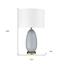 Load image into Gallery viewer, 29" Light Gray Glass Table Lamp With White Drum Shade