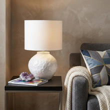 Load image into Gallery viewer, 26" White Ceramic Table Lamp With White Drum Shade