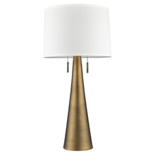 Load image into Gallery viewer, 34" Brass Metal Two Light Table Lamp With White Empire Shade