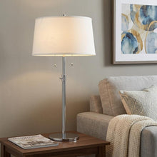 Load image into Gallery viewer, 31" Silver Metal Two Light Adjustable Table Lamp With White Empire Shade