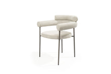 Load image into Gallery viewer, Gunmetal Boucle Stainless Steel Open Back Dining Arm Chairs (Set of 2) - Light Gray