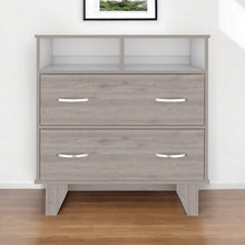 Load image into Gallery viewer, Two Drawer Dresser With Open Shelving - Light Gray
