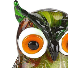 Load image into Gallery viewer, Murano Owl Figurine Tabletop Sculpture - Green / White