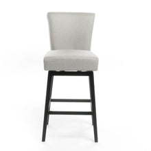Load image into Gallery viewer, Quicksilvered - Upholstered Swivel Counter Stool With Wood Legs - Beige