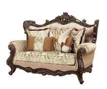 Load image into Gallery viewer, Damask Loveseat And Toss Pillows - Beige / Brown