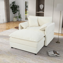 Load image into Gallery viewer, Oversized Chair With Movable Ottoman, Soft Upholstered Lounge Chair