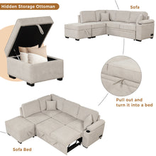 Load image into Gallery viewer, Sleeper Sofa Bed, 2 In 1 Pull Out Sofa Bed L Shape Couch With Storage Ottoman For Living Room, Bedroom Couch And Small Apartment