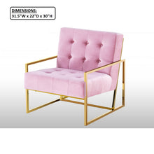Load image into Gallery viewer, Tufted Accent Armchair With Frame For Living Room - Pink / Gold
