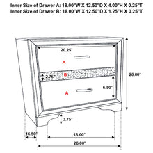 Load image into Gallery viewer, Transitional 2 Drawer Nightstand With Hidden Jewelry Tray