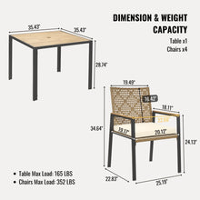 Load image into Gallery viewer, 5 Piece Patio Dining Table Set, Acacia Wood Table Top With Umbrella Hole