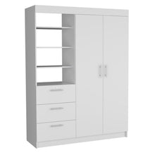 Load image into Gallery viewer, 79" Wood Two Door Three Drawer Combo Dresser - White