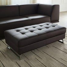 Load image into Gallery viewer, Faux Leather Ottoman - Brown / Gold