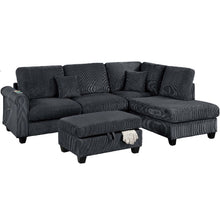 Load image into Gallery viewer, Contemporary Sectional Set With Right Arm Chaise, Left Arm Sofa With USB Port, Storage Ottoman
