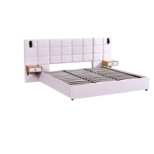 Load image into Gallery viewer, Upholstered Hydraulic Platform Bed With Storage Shelves, Reading Lamps, USB Port