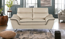 Load image into Gallery viewer, Love Seat Faux Leather - Beige / Silver