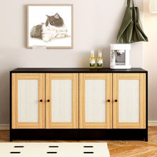 Load image into Gallery viewer, Double Litter Box Enclosure, Cat Litter Box Enclosure For 2 Cats, Hidden Litter Box Furniture With Rattan Doors - Black