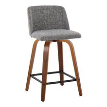 Load image into Gallery viewer, Toriano - Mid Century Modern Fixed Height Counter Stool With Swivel With Square Footrest (Set of 2)