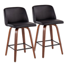 Load image into Gallery viewer, Toriano - Mid Century Modern Fixed Height Counter Stool & Square Footrest (Set of 2)