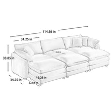 Load image into Gallery viewer, Modern Oversized Modular Cushion Sofa With Ottoman, Low Back, Deep Seating Sofa Set
