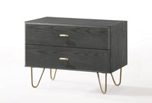 Load image into Gallery viewer, Contemporary Nightstand With Two Drawers - Gray And Gold