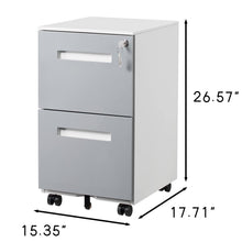 Load image into Gallery viewer, 3 Drawer Mobile Locking File Cabinet, Rolling Filing Cabinet For Letter / A4 Size With 5 Wheels - Gray