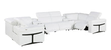 Load image into Gallery viewer, Italian Leather Power Reclining U Shaped Eight Piece Sectional With Console - White