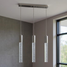 Load image into Gallery viewer, Three Light Transparent Metal Dimmable Smart Enabled Chandelier With Shades - Black / Clear