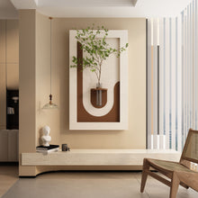 Load image into Gallery viewer, Adjustable 3 Color LED Sandstone Wall Decor With Simulated Plants, Vase & Rabbit Statue - Light Coffee