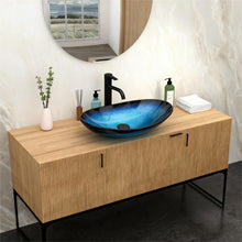 Load image into Gallery viewer, Tempered Glass Vessel Sink With Boat Shape Pop-Up Drain