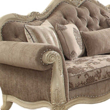 Load image into Gallery viewer, Velvet Floral Sofa And Toss Pillows With Beige Legs - Gray
