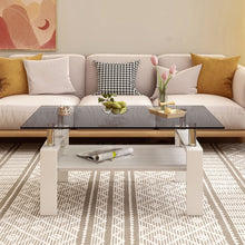 Load image into Gallery viewer, Modern Rectangular Coffee Table With Tempered Transparent Glass Top And Storage Shelf
