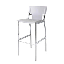 Load image into Gallery viewer, Faux Leather Metal Low Back Counter Height Bar Chairs (Set of 2) - White / Silver