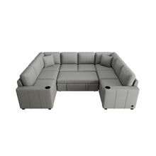 Load image into Gallery viewer, Convertible U-Shaped Sectional Sofa With Pull-Out Bed
