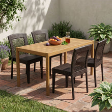 Load image into Gallery viewer, 5 Piece Patio Dining Set With Chairs, Outdoor Furniture - Brown Multi / Light Teak