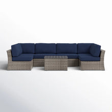 Load image into Gallery viewer, Wicker Sectional Sofa With Cushions And Table