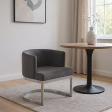 Load image into Gallery viewer, Upholstered Fabric Wing Back Dining Side Chair - Gray / Silver