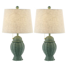Load image into Gallery viewer, Urn Bedside Lamps With Empire Shades (Set of 2) - Green