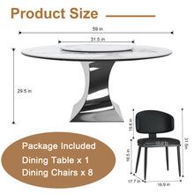 Load image into Gallery viewer, Round Dining Table With 6 Chairs Set - Silver