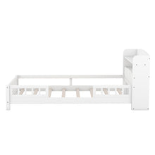 Load image into Gallery viewer, Wood Platform Bed With Built In LED Light, Storage Headboard And Guardrail